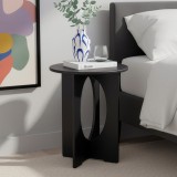 Masa laterala rotunda Podeldsvin 49x40 cm, neagra, [en.casa]