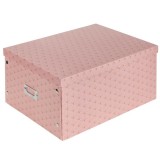 Cutie de depozitare pliabila cu capac si suport pentru eticheta, Neirini, Roz, 40 x 30 x 20 cm