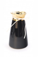 Vaza decorativa lucioasa, ceramica, negru, 18 x 8 xm foto