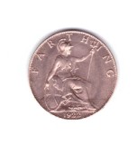 Moneda Anglia 1 farthing 1922, stare foarte buna, curata, Europa, Bronz