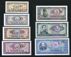 ROMANIA SET COMPLET 1, 3, 5, 10, 25, 50, 100 LEI 1966 SPECIMENE aUNC/UNC foto