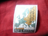 Serie 1 valoare San Marino 1967 , Harta Europa, Nestampilat
