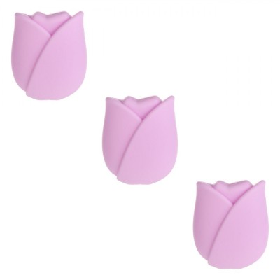 Set Huse Silicon pentru Pensule Machiaj, Model Lalea, 3 Dimensiuni, Lila, 3 Bucăți foto