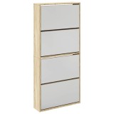 Cumpara ieftin Pantofar cu 4 niveluri si oglinda, stejar, 63 x 17 x 134 cm