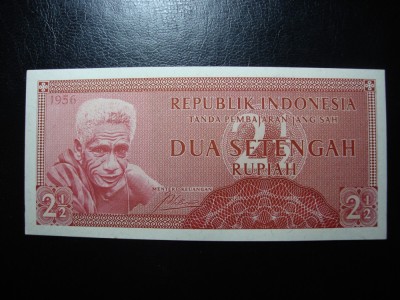 INDONEZIA 2 1/2 RUPII 1956 UNC foto