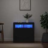 vidaXL Servantă cu lumini LED, negru, 80x35x75 cm 804329