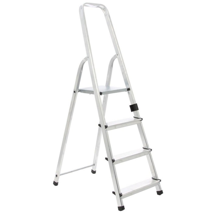 Scara aluminiu DRALD4, 1 x 4 trepte, inaltime 1.36 m, 125 kg