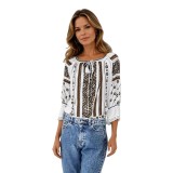 Bluza dama RA25 alb/maro , marimea 3XL