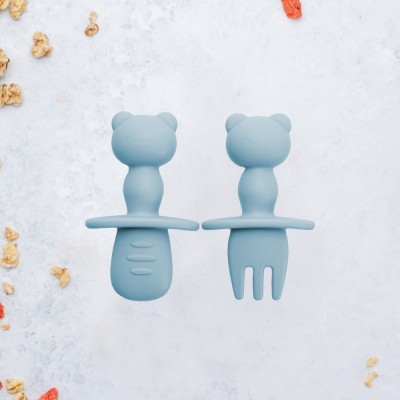 Set tacamuri din silicon, appekids, the little bear - aqua blue foto