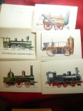 Set 11 ilustrate Locomotive vechi II -Piese de Autor , DDR