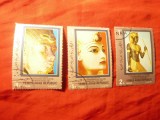 Serie mica Yemen 1970 Tutankamon si era sa - 3 val. stampilate, Stampilat