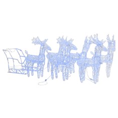 Decoratiune de Craciun reni si sanie 320 LED-uri acril
