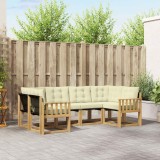 Set canapele exterior vidaXL 6 piese Alb Crem Lemn Acacia Textilena Gradina