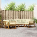 vidaXL Set de canapele de exterior cu pernă 6 pcs Natural și Crem 3368053