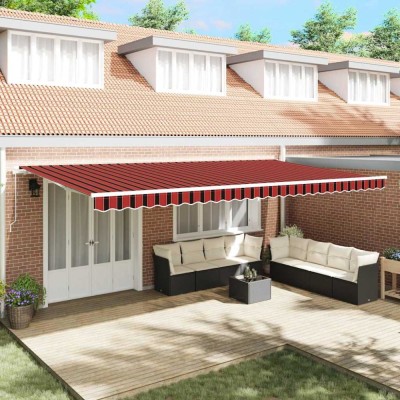 Cortina Retractabilă Dungi Manual Portocalie, Maro 600 &amp;times; 300 cm foto