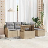 Set de canapele pentru gradina cu perna 6 pcs Bej Rattan poli