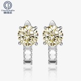 Cumpara ieftin Cercei Solitari din Argint 925 cu Cristal Galben Champagne Diamond-Cut si Pave