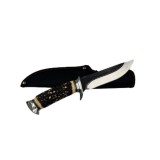 Cumpara ieftin Cutit Vanatoare Guerrero IdeallStore&reg; 26cm Otel Inoxidabil, Teaca Inclusa, Bej