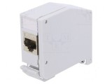 Adaptor Cat 6a Keystone RJ45 soclu x2 gri pentru şină DIN, Logilink