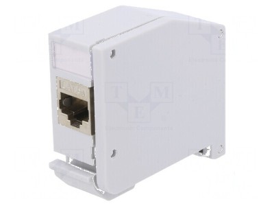Adaptor Cat 6a Keystone RJ45 soclu x2 gri pentru şină DIN foto