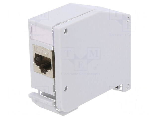 Adaptor Cat 6a Keystone RJ45 soclu x2 gri pentru şină DIN