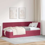 vidaXL Cadru de pat colțar cu headboard bordo 90 x 200 cm Catifea
