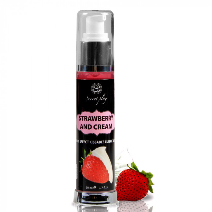 Gel intim, lubrifiant cu aromă de căpșuni Strawberry &amp;amp; Cream Hot Effect 50 ml
