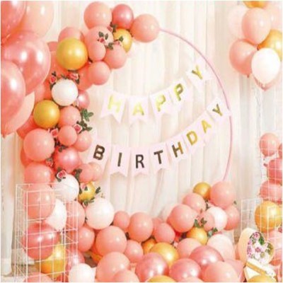 Set arcada baloane roz Happy Bitrthday foto