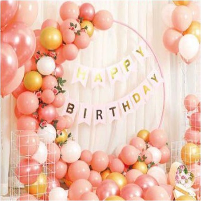 Set arcada baloane roz Happy Bitrthday