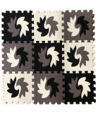 Puzzle Covor din Cauciuc Alb-negru 9 Piese