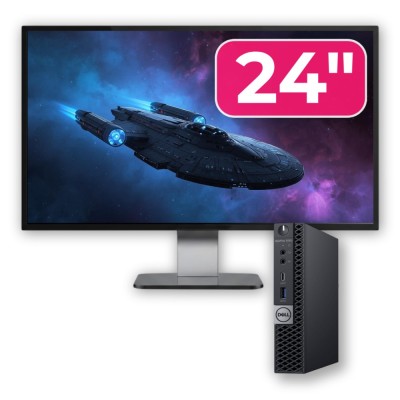 Pachet Calculator Second Hand DELL OptiPlex 5060 Mini PC, Intel Core i5-8500T 2.10-3.50GHz, 16GB DDR4, 512GB SSD + Monitor 24&amp;amp;quot; NewTechnology Medi foto