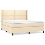 Cumpara ieftin Pat continental cu saltea, crem, 180x200 cm, textil