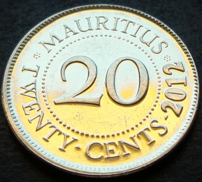 Moneda exotica 20 CENTI - MAURITIUS, anul 2012 * cod 4097 foto