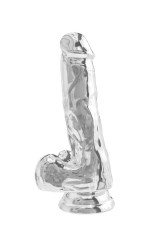 Clear Dildo w. Balls 6 inch (16 cm) - TOYJOY Get Real Clear Dongs - Dildo realist cu testicule, transparent si lucios, cu ventuza de fixare foto