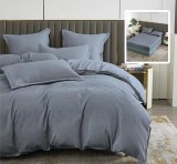 Cumpara ieftin Lenjerie pat dublu,bumbac finet,6 piese,cearceaf cu elastic 160 180x200cm, cearceaf pilota 200x230cm, 2 fete de perna 50x70, 2 fete de perna 70x70,gri, Ralex Pucioasa