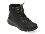 Ghete SKECHERS negre, GLACIAL ULTRA, din piele intoarsa