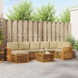 vidaXL Seturi de canapele 8 pcs Natural și Bej Lemn Solid de Acacia 3375218