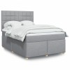 VidaXL Pat box spring cu saltea, gri deschis, 140x190 cm, textil 3291275