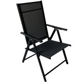 Scaun metalic de gradina, pliant, cu spatar reglabil, din otel, 60x58x100cm, negru Household NewTrend