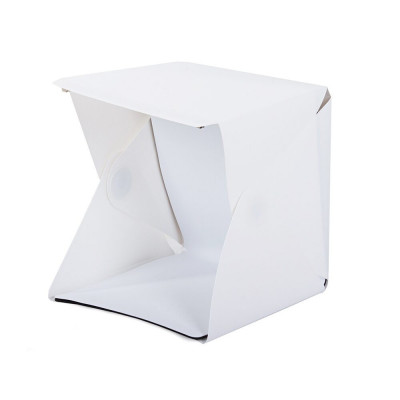 Mini studio foto, Verk Group, tip cort, 20 LED-uri, cu husa, USB, alb, 22x24x24 cm foto