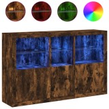 Servanta cu lumini LED, stejar fumuriu, 162x37x100 cm