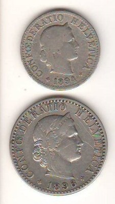 SV * Elvetia Lot 2 monede Sec. XIX foto