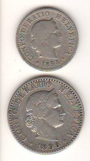 SV * Elvetia Lot 2 monede Sec. XIX