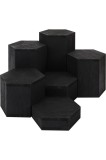6 bucăți suporturi de expunere hexagonale din lemn