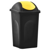 Coș de gunoi cu capac oscilant, negru și galben, 60L