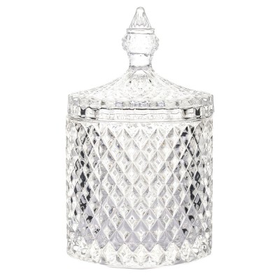 Bomboniera eleganta Pufo Luxury din sticla cu capac, 17 cm, transparent foto