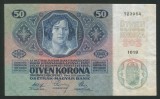 U025 UNGARIA AUSTRIA BANCNOTA DE 50 KORONA KRONEN 1914 fara supratipar aUNC+ rara