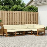 vidaXL Set de canapele de exterior cu pernă 5 pcs Natural și Crem 3381426