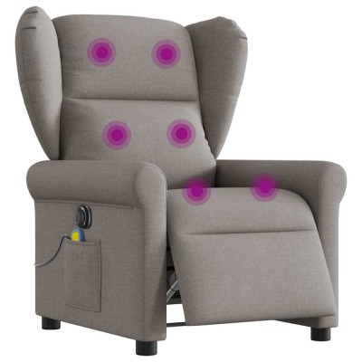 vidaXL Fotoliu electric de masaj rabatabil, gri taupe, textil foto