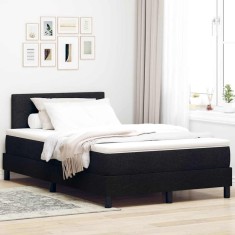 vidaXL Pat boxspring cu saltea cu saltea Negru 120 x 190 cm țesătură 3338673